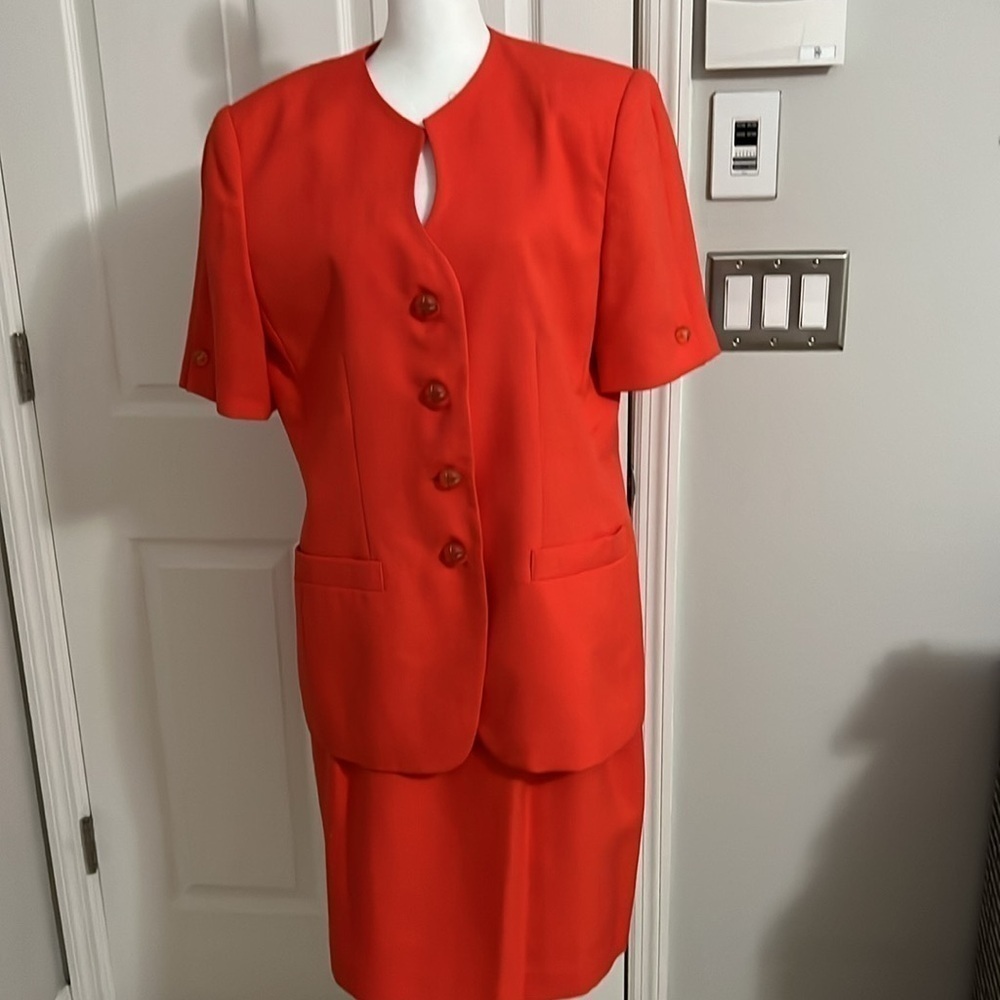 KASPER for A.S.L Vintage Red Midi Skit Sets Size 14 NEW